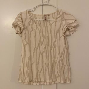 DOLAN Anthropologie embroidered cream top